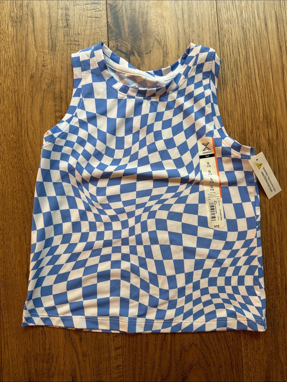 Xersion Blue and White Checkerboard Tank Top